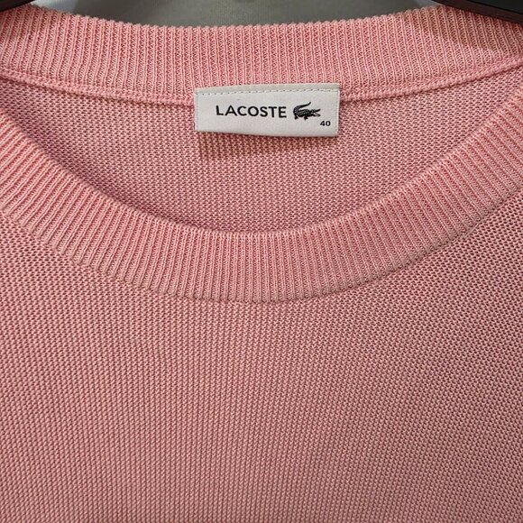 Lacoste Women’s Pink Cotton Crewneck Sweater – Size 40 – Classic Crocodile Logo - Picture 2 of 10